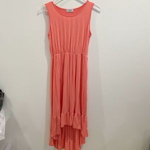 Sototoo Peach High Low Tie Back Ribbon Waist Dress